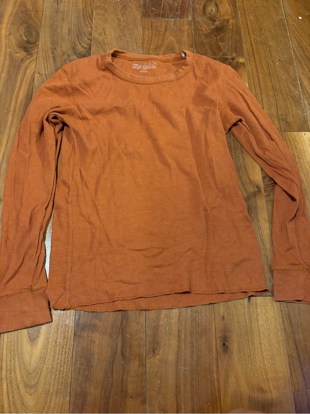 Women's Long Sleeve Waffle Tee - Rust Orange